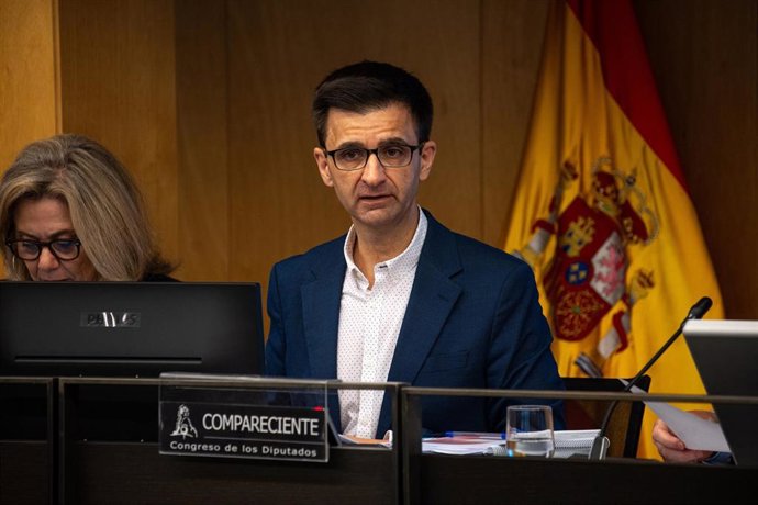 El presidente de RTVE, José Pablo López, comparece durante la Comisión Mixta de Control Parlamentario de la Corporación RTVE y sus Sociedades, en el Congreso de los Diputados, a 29 de mayo de 2025. (Foto de archivo).