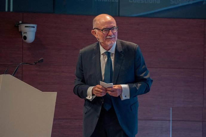 Archivo - El director general del Club Español de la Energía, Arcadio Gutiérrez, durante la jornada Energía y Geoestrategia, en el Auditorio Campus Repsol, a 14 de junio de 2024, en Madrid (España).