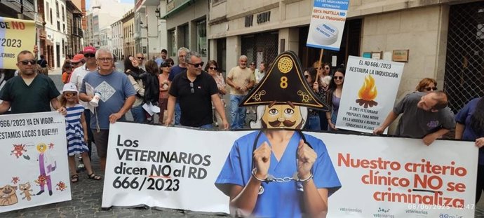 Imagen de la manifestación convocada por el sector veterinario contra la Ley del Medicamento en La Palma