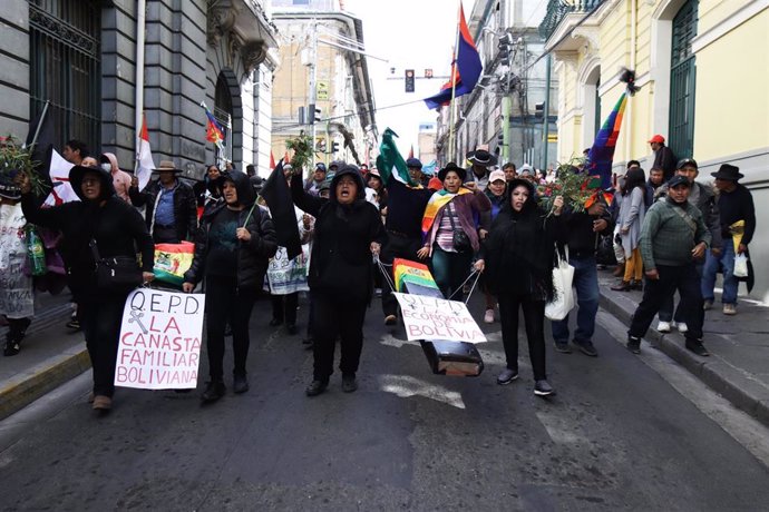 Manifestantes evistas en La Paz, Bolivia