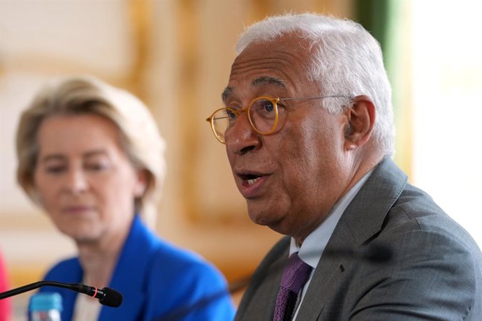 19 de maio de 2025, Reino Unido, Londres: O presidente do Conselho Europeu, Antonio Costa, fala durante uma reunião na Cúpula Reino Unido-UE em Lancaster House. Foto: Kin Cheung/PA Wire/dpa