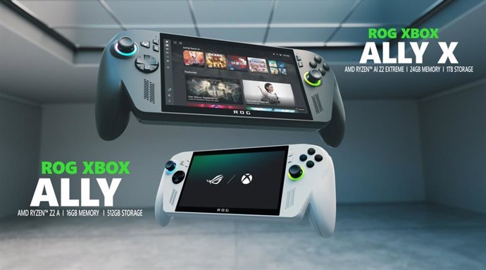 Consoles de jogos portáteis ROG Xbox Ally X e ROG Xbox Ally com processadores da série Ryzen 2