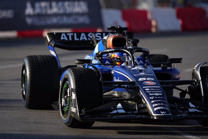 Carlos Sainz in action during an exhibition with Williams at the future Madring F1 circuit on June 07, 2025 in Madrid, Spain.