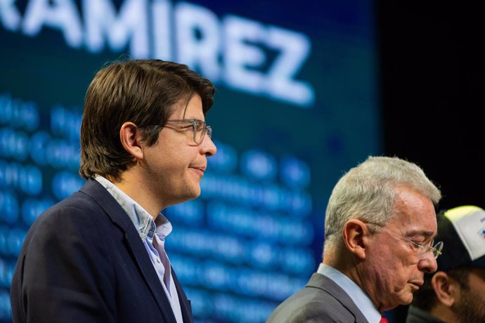 August 10, 2023, Bogota, Cundinamarca, Colombia: EDITOR NOTE: Date modified due to relevancy - Colombian senator Miguel Uribe Turbay is seen during a political gathering of the political party Centro Democratico on august 10, 2023 in Bogota, Colombia.