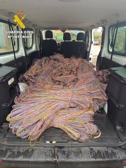 Cable de cobre incautado en la operación Boicupru