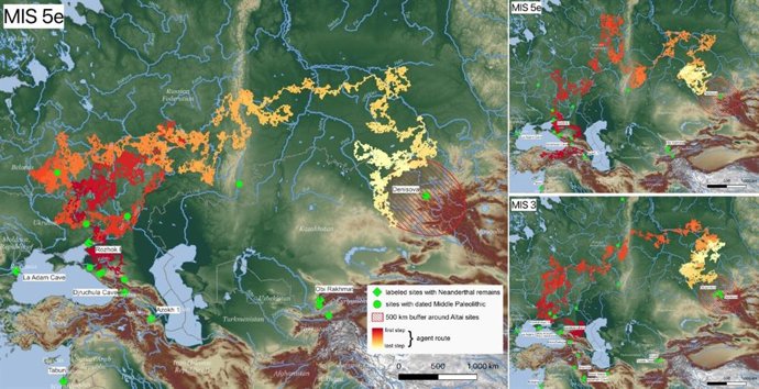 Mapa da jornada épica dos Neandertais para o Oriente