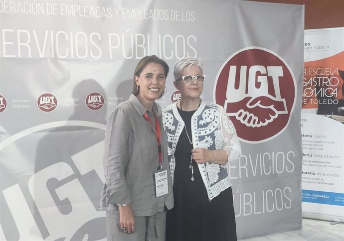 La secretaria regional de UGT Servicios Públicos, Carmen Campoy, junto a la secretaria federal de UGT Servicios Públicos, Isabel Araque.