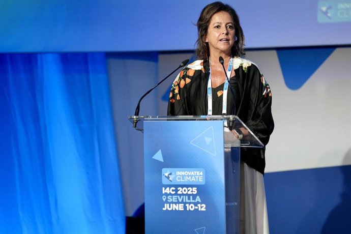 La consejera de Sostenibilidad y Medio Ambiente, Catalina García,  interviene en la apertura del Congreso Internacional Innovate4Climate (I4C). A 10 de junio de 2025, en Sevilla (Andalucía, España). 