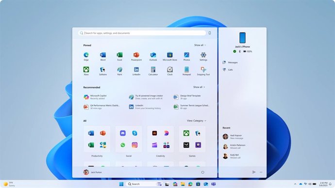 Nuevo menú de Inicio de Windows 11.