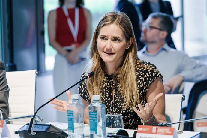 A Terceira Vice-Presidente e Ministra da Transição Ecológica e do Desafio Demográfico, Sara Aagesen, durante a sessão inaugural dos 'Diálogos Mutis sobre Biodiversidade América Latina e Caribe - Espanha', no Jardim Botânico Real de Madri, em 2 de julho.