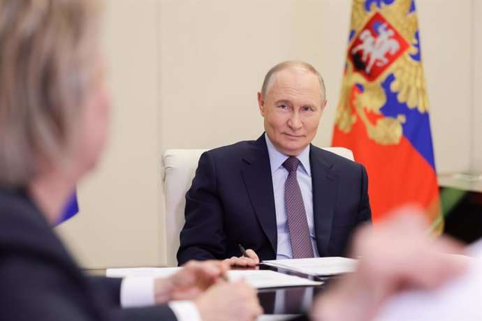 RUSSIA, MOSCOW REGION - JUNE 5, 2025: Russia's President Vladimir Putin attends a meeting of the Presidential Council for State Policy on Promoting the Russian Language and Languages of the Peoples of Russia, at the Novo-Ogaryovo residence