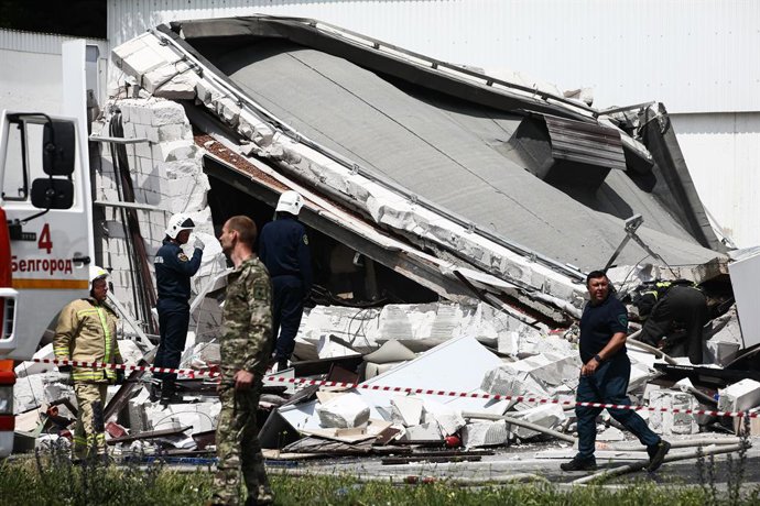 Imagem de arquivo de um prédio desmoronado após o ataque ucraniano a Belgorod.