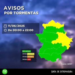 Avisos por tormentas en el norte de Cáceres