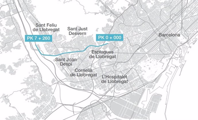 Mapa del carril bus de la B-23