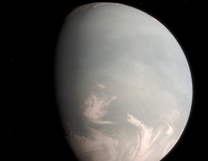 Ilustração artística de nuvens na atmosfera de um exoplaneta