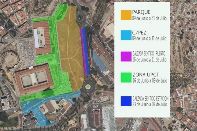 Imagen de las repercusiones del montaje del recinto, con cortes y cierres de calles