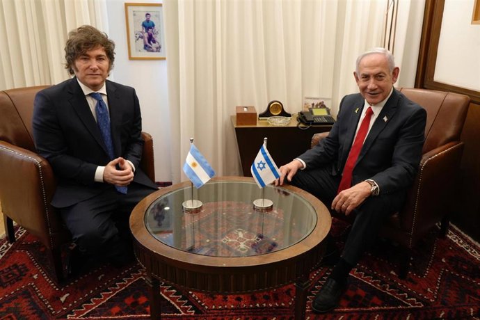 El presidente de Argentina, Javier Milei, y el primer ministro israelí, Benjamin Netanyahu
