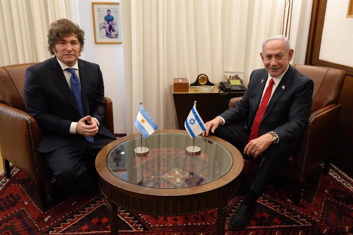 El presidente de Argentina, Javier Milei, y el primer ministro israelí, Benjamin Netanyahu