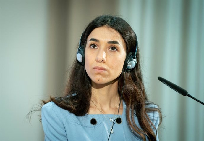 Archivo - 07 May 2021, Berlin: Nobel Peace Prize laureate Nadia Murad attends a joint press conference with German Foreign Minister Heiko Maas after symbolically open the College "Women, Peace and Security" at the Foreign Service Academy in Berlin-Tegel. 