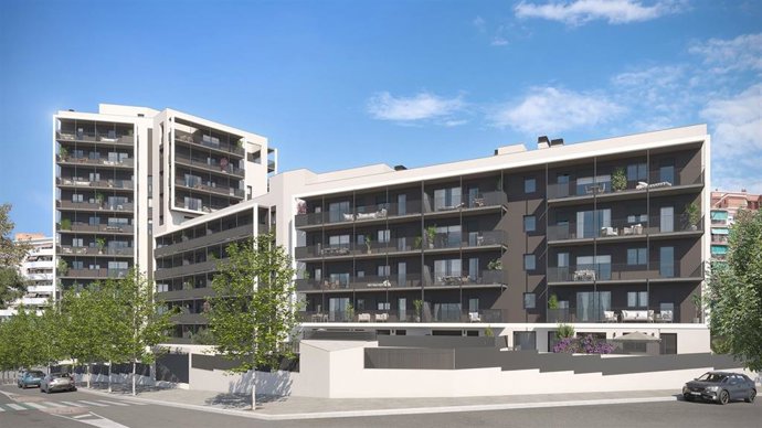 Recreación de la promoción Mesmer de Aedas Homes