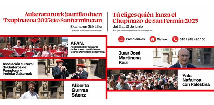 Imagen de las candidaturas para lanzar el Chupinazo de 2025