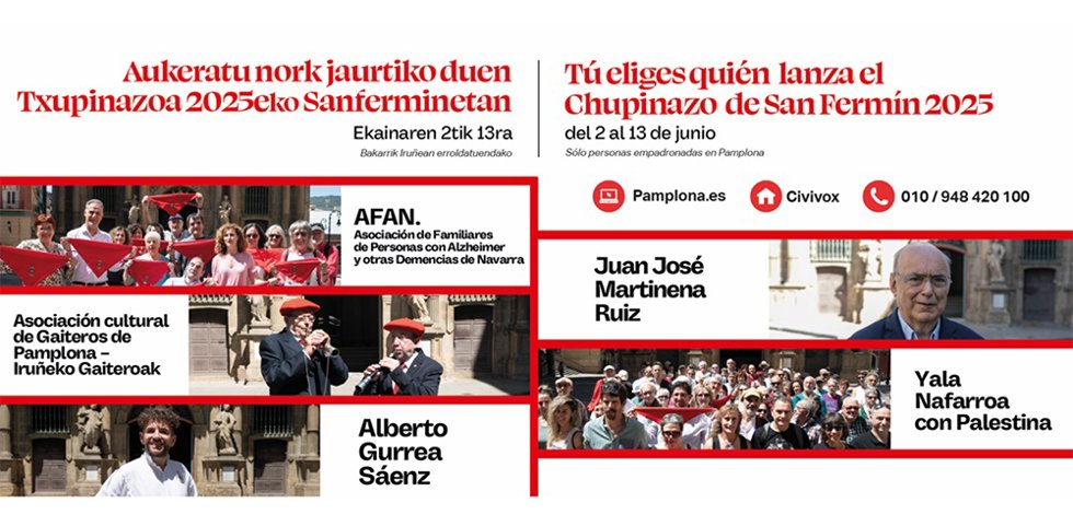 Imagen de las candidaturas para lanzar el Chupinazo de 2025