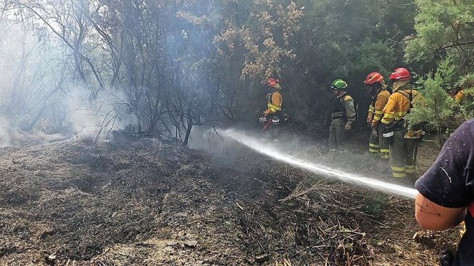 Imagen del lugar del incendio facilitada por la Unidad de Defensa contra los Incendios Forestales