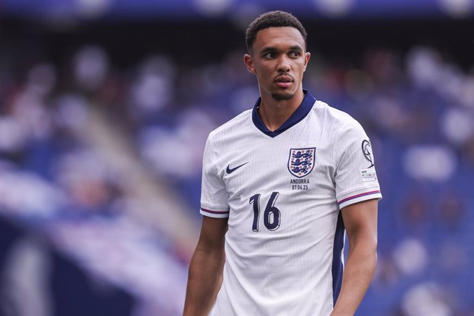 Trent Alezander-Arnold of England looks on during the UEFA European Qualifiers Grp K MD3, match between Andorra and England at RCDE Stadium on June 07, 2025 in Cornella, Barcelona, Spain.