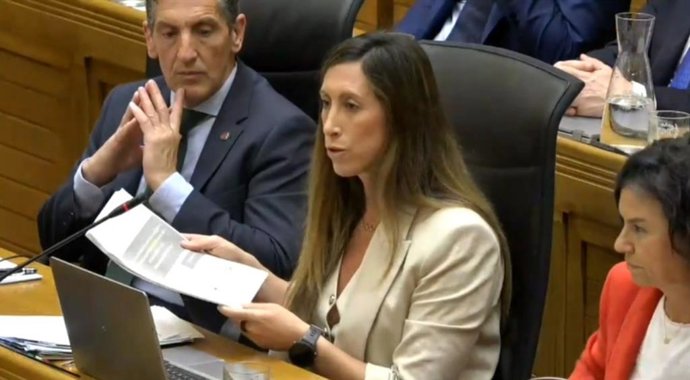 La la vicealcaldesa gijonesa y concejala de Economía, Empleo, Turismo e Innovación, Ángela Pumariega, interviene en el Pleno Municipal de Gijón.