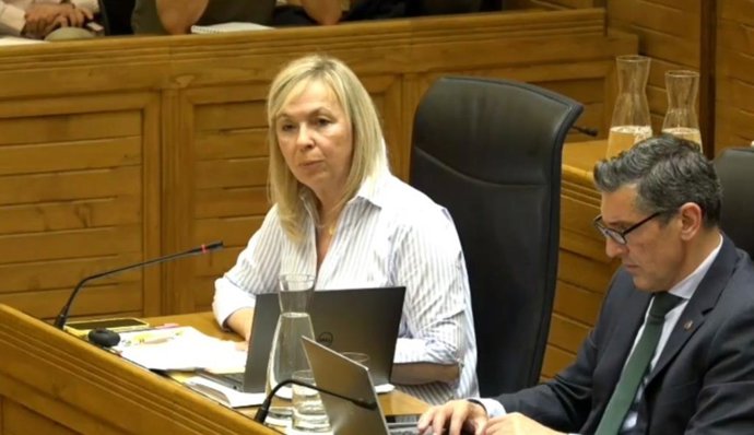 La portavoz de Vox en el Ayuntamiento de Gijón, Sara Álvarez Rouco, interviene en el el Pleno Municipal.