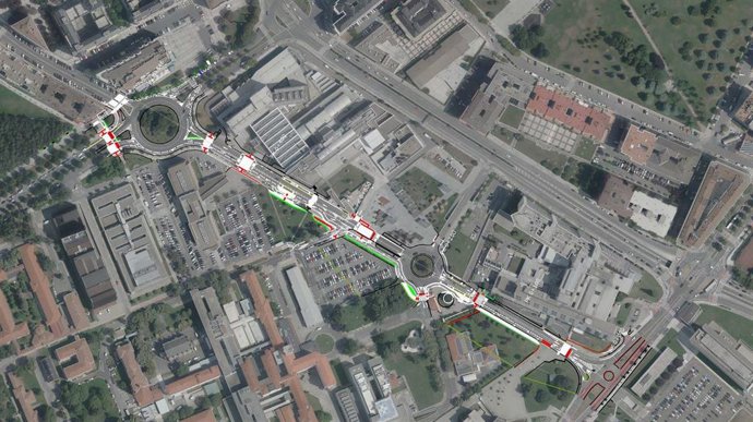 Plano del carril bici proyectado en la calle Irunlarrea.