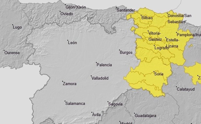Avisos por lluvias y tormentas este jueves en Castilla y León