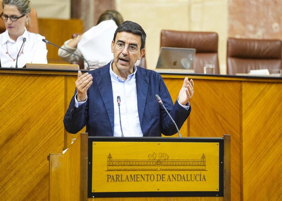 El diputado del PSOE-A Mario Jiménez interviene en el Pleno del Parlamento andaluz.