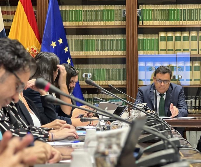 Archivo - Manuel Miranda, consejero de Política Territorial y Aguas del Gobierno de Canarias, en comiisón parlamentaria