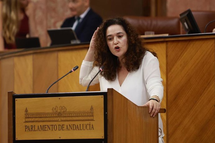La portavoz del grupo Por Andalucía, Inma Nieto, interviene en el Pleno del Parlamento.