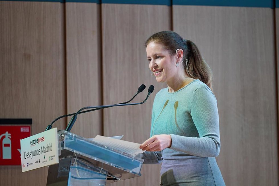 Archivo - La consejera de Familia, Juventud y Asuntos Sociales de la Comunidad de Madrid, Ana Dávila, interviene durante un desayuno Madrid de Europa Press, en el Auditorio Meeting Place, a 27 de febrero de 2024, en Madrid (España).