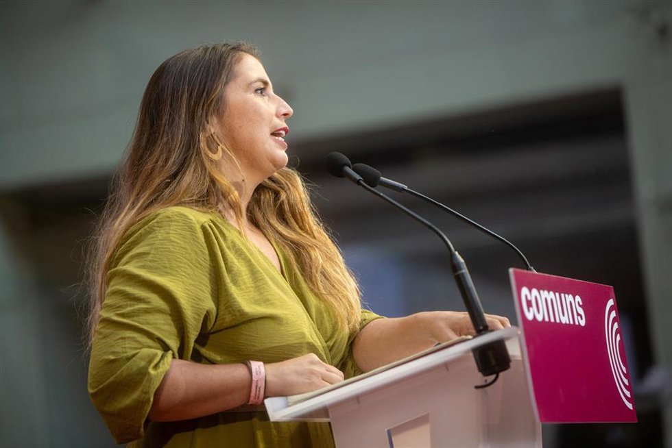 Archivo - La coordinadora de los Comuns y vicepresidenta de la Diputación de Barcelona, Candela López, interviene durante la segunda jornada de la Assemblea Nacional de Catalunya en Comú, en el Campus Ciutadella de la Universitat Pompeu Fabra, a 17 de n