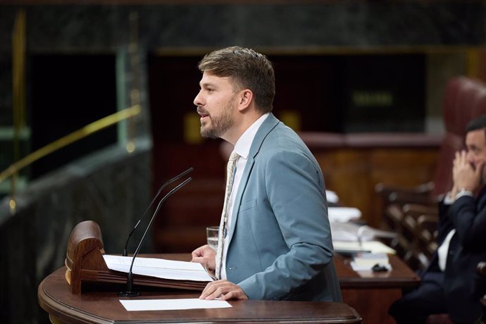 Archivo - Arxiu - El diputat de Sumar Alberto Ibáñez intervé durant una sessió plenària en el Congrés dels Diputats, a 9 d'abril del 2024, a Madrid (Espanya).