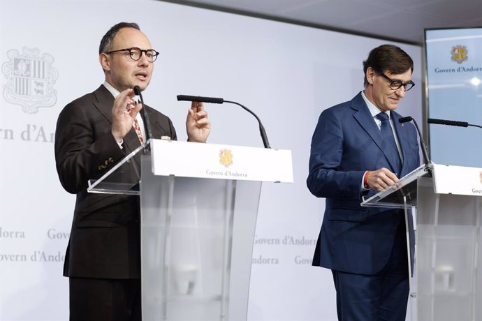 El cap de govern d'Andorra, Xavier Espot, i el president de la Generalitat, Salvador Illa
