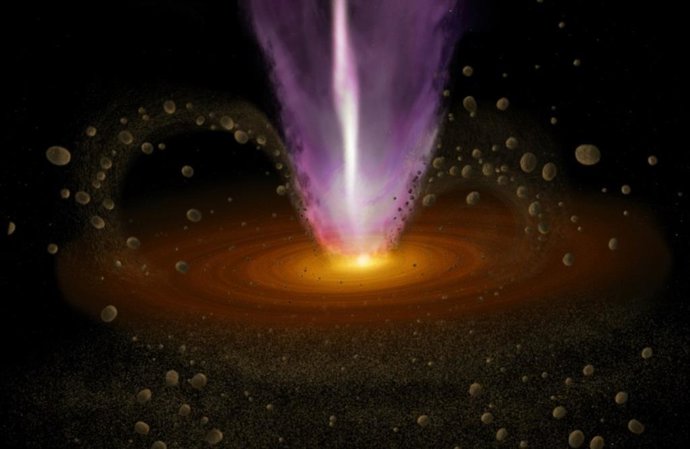 Se observan grandes granos de polvo alrededor de las salidas del joven sistema binario protoestelar L1551 IRS5.