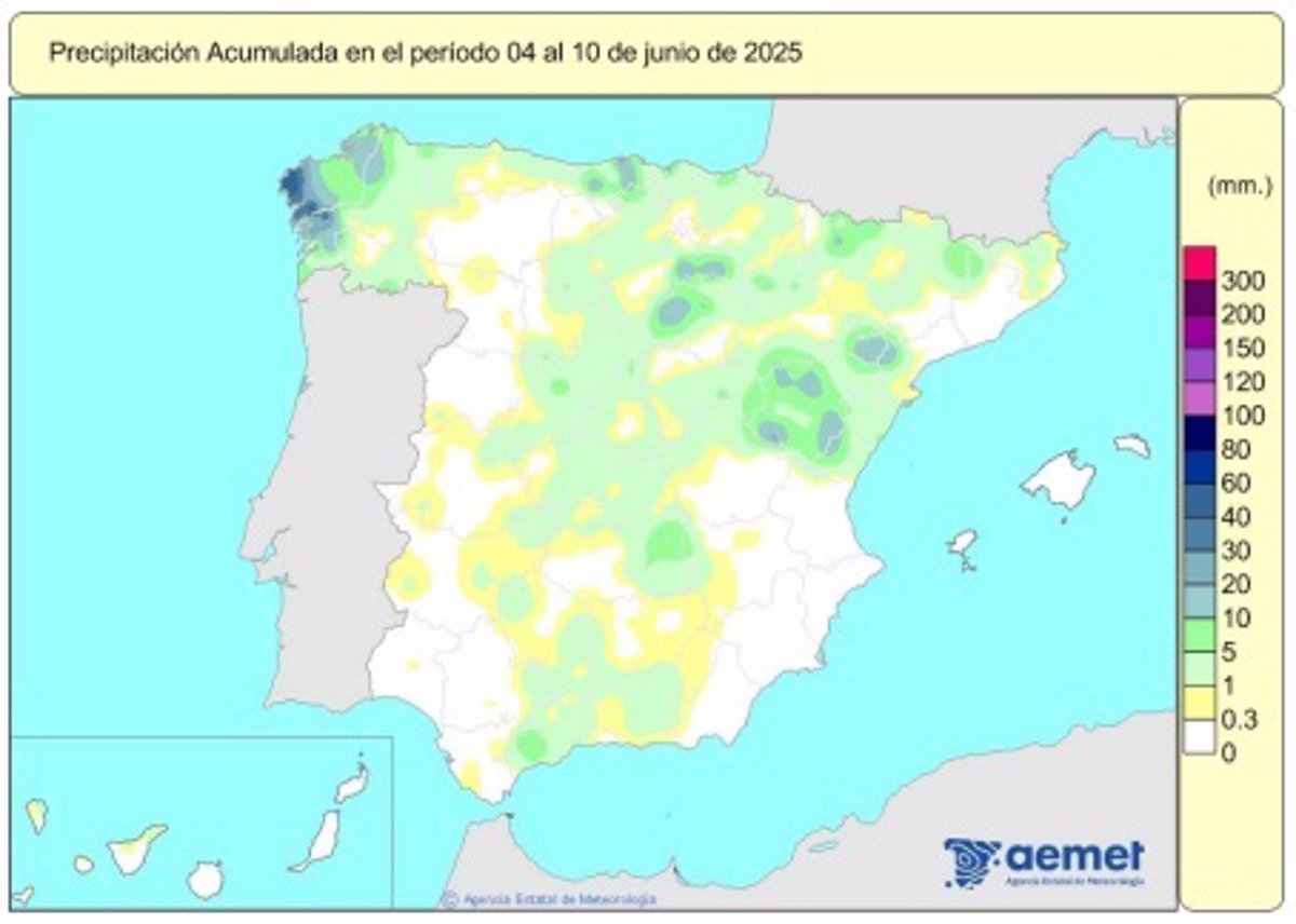 Las lluvias acumuladas en este año hidrológico ascienden a 610 l/m2, un 14% más de lo normal