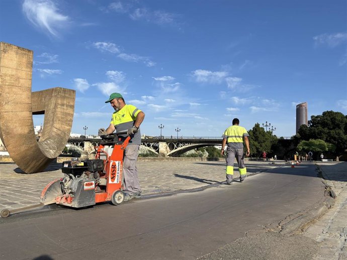 Obras en el carril bici del Muelle  de la Sal