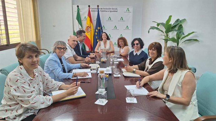 Imagen de la consejera de Inclusión Social, Loles López, reunida con los miembros del Comité de Entidades Representantes de Personas con Discapacidad de Andalucía.