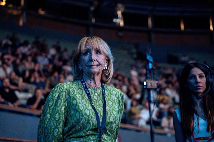 La expresidenta de la Comunidad de Madrid, Esperanza Aguirre, durante la primera jornada del Madrid Economic Forum, en el Palacio de Vistalegre