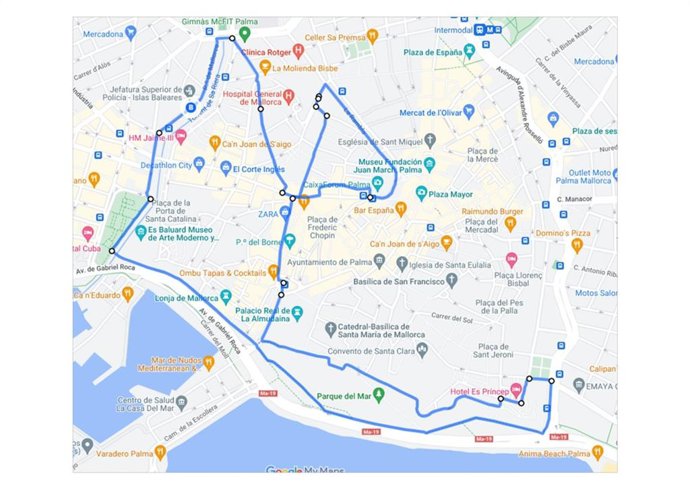 Mapa con la ruta de la carrera 'Ruta 091'.