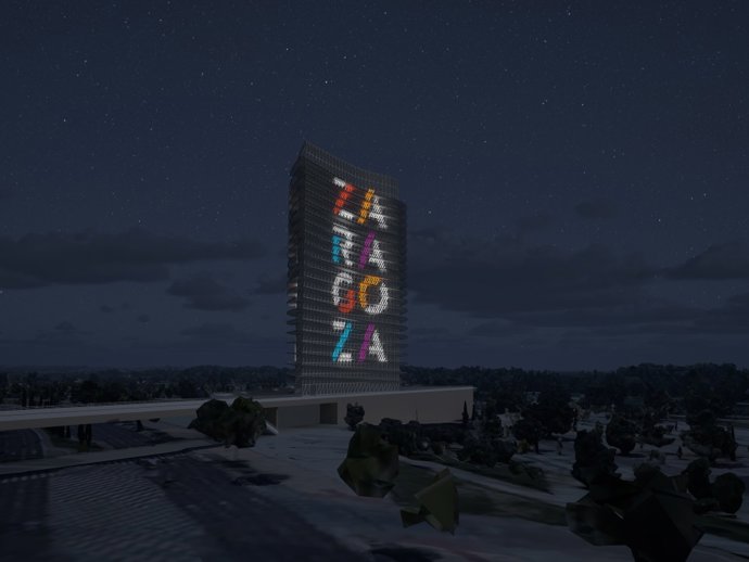 Simulación de la iluminación que tendrá la Torre del Agua.