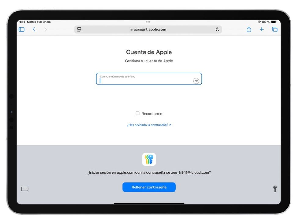 Aplicación de contraseñas de Apple.