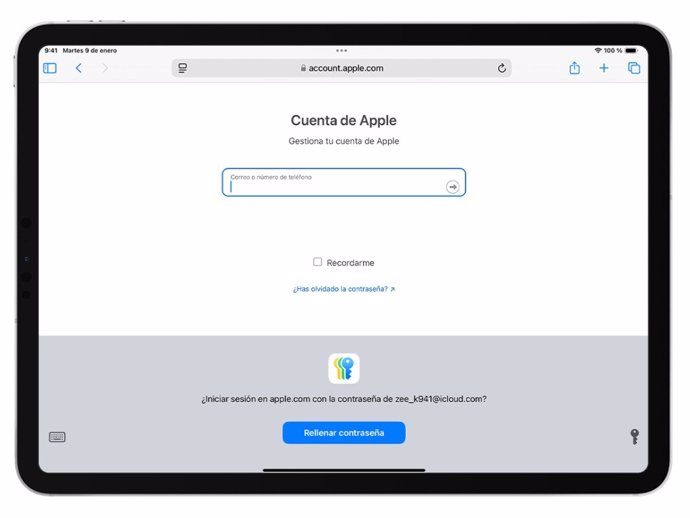 Aplicación de contraseñas de Apple.