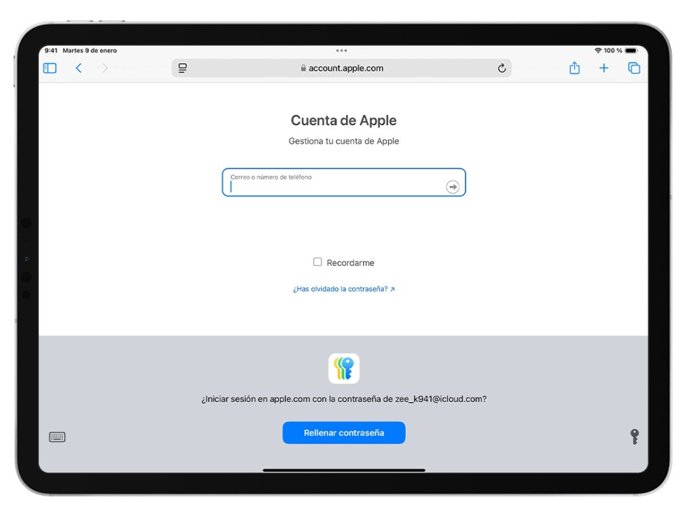 Aplicativo de senha da Apple.