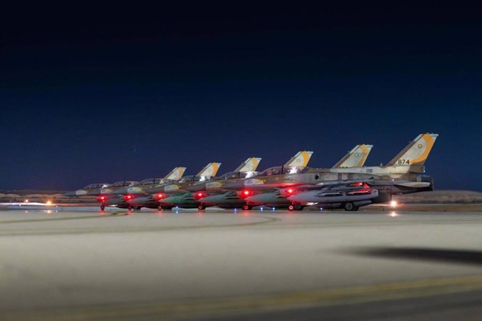 JERUSALEM, June 13, 2025  -- This photo issued by Israel Defense Forces (IDF) on June 13, 2025 shows Israeli military aircraft preparing for airstrike operations in Iran. The strike was part of a broader operation launched by Israel early Friday, which ta